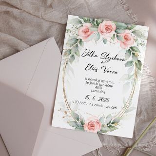 Jemné akvarelové květy, decentní zlaté detaily a čistá elegance. Ideální svatební oznámení pro páry, které milují harmonii...