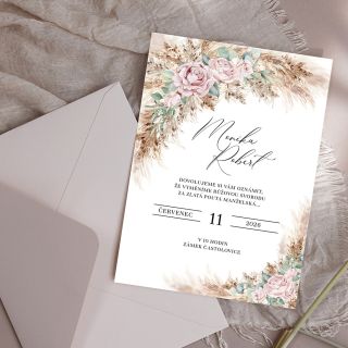Svatební oznámení pro páry, které milují jemné květy, sušené trávy a tóny, které voní létem a pohodou. Ve stejném boho...